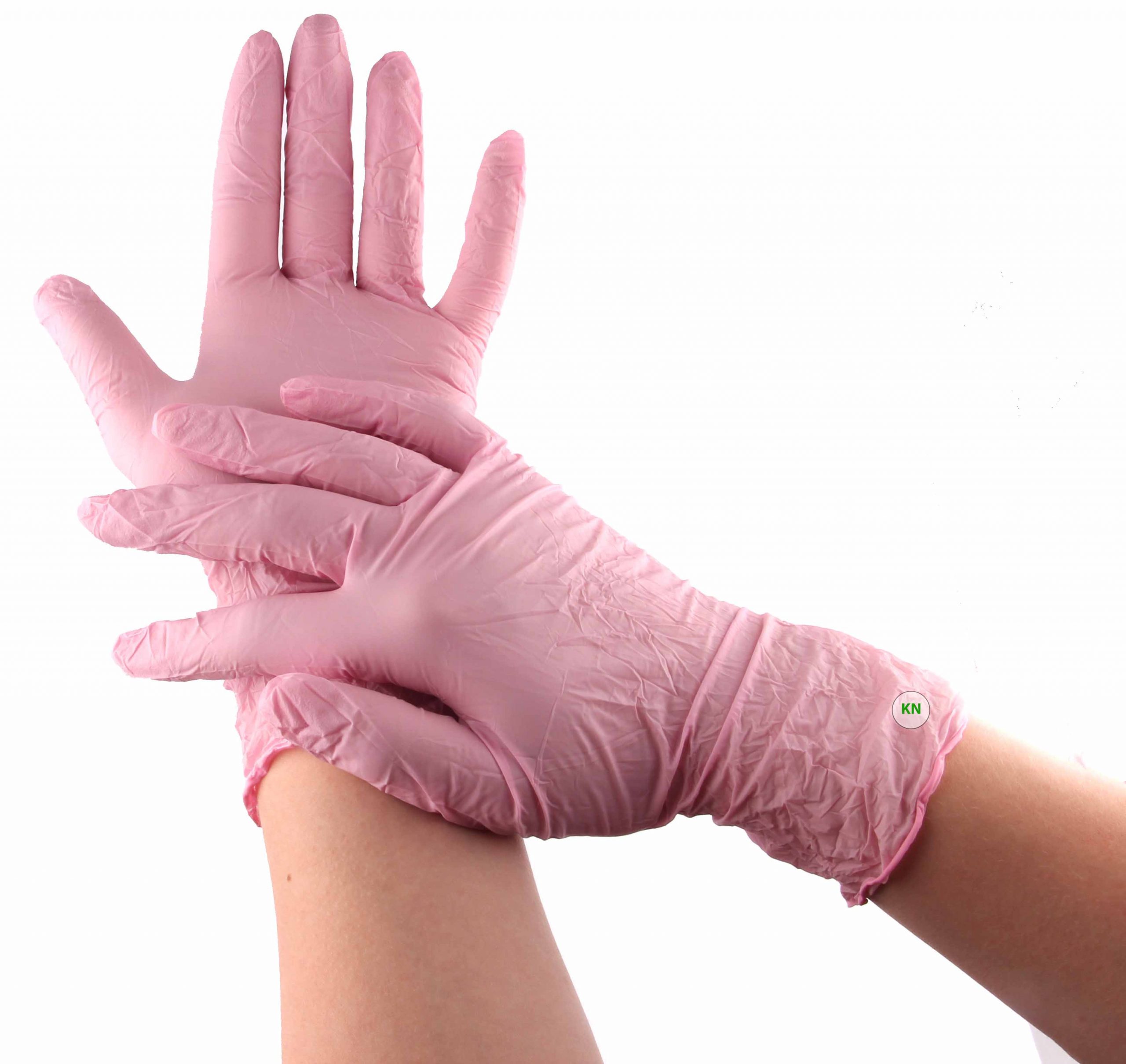 Перчатки нитриловые розовые индивидуально упакованные, размер S