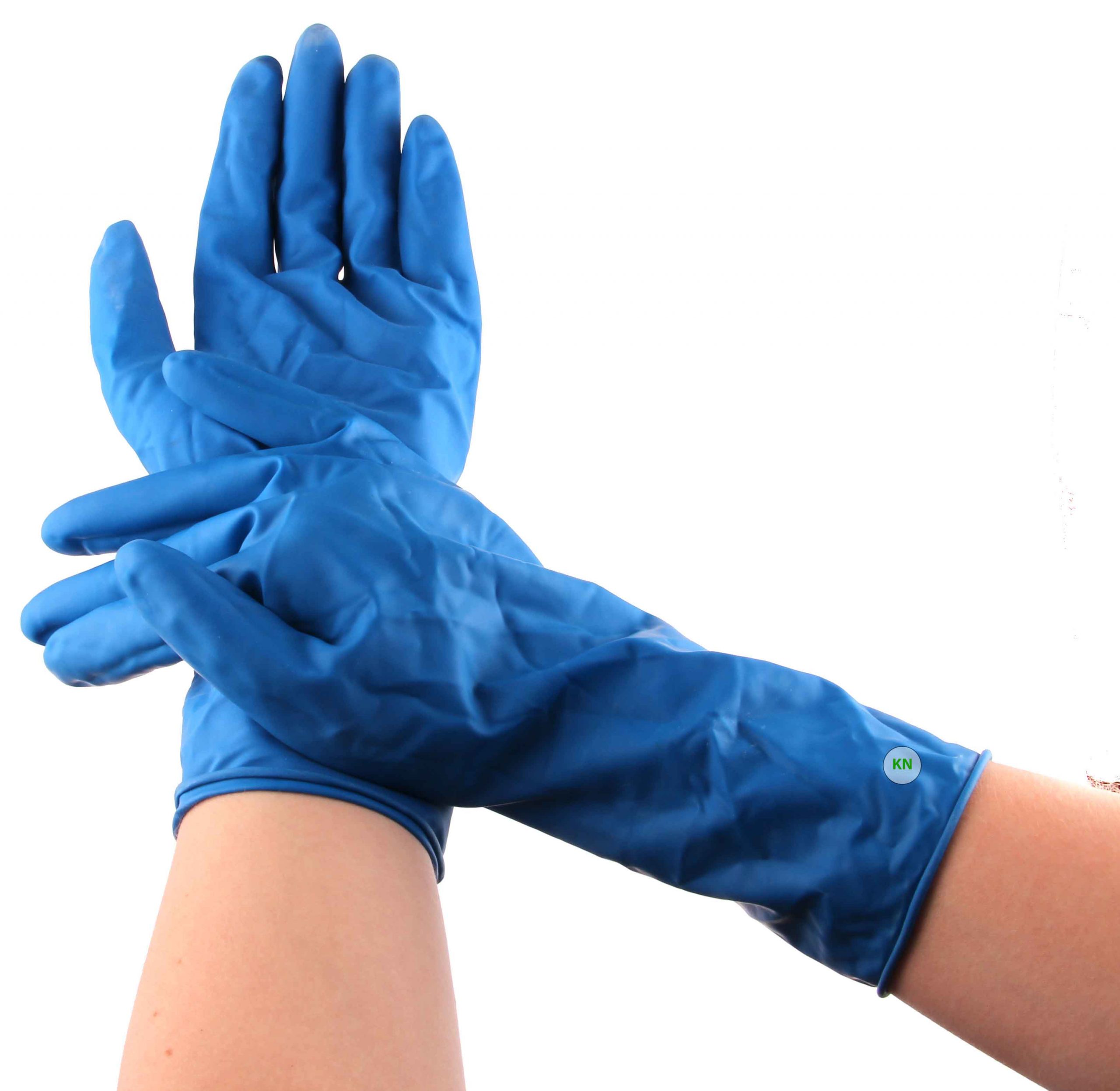 Перчатки латексные плотные синие индивидуально упакованные, размер L