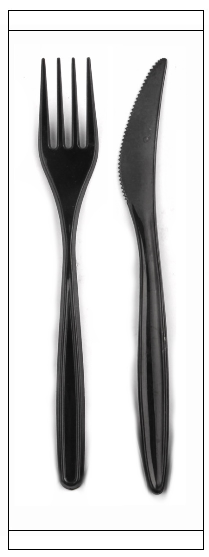 Набор одноразовый: вилка + нож чёрные в индивидуальной упаковке