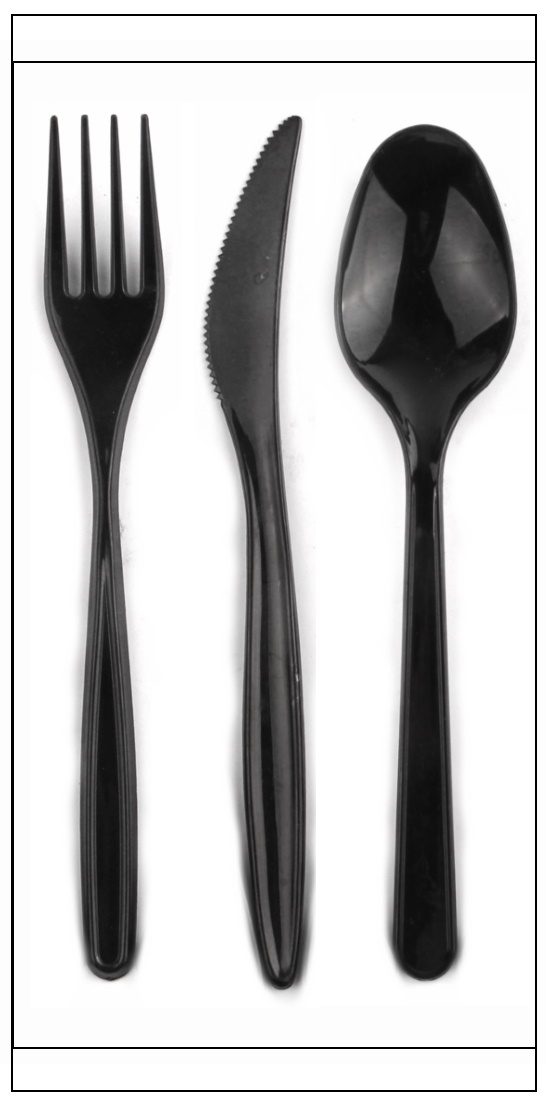 Набор одноразовый: вилка + нож + ложка чёрные в индивидуальной упаковке