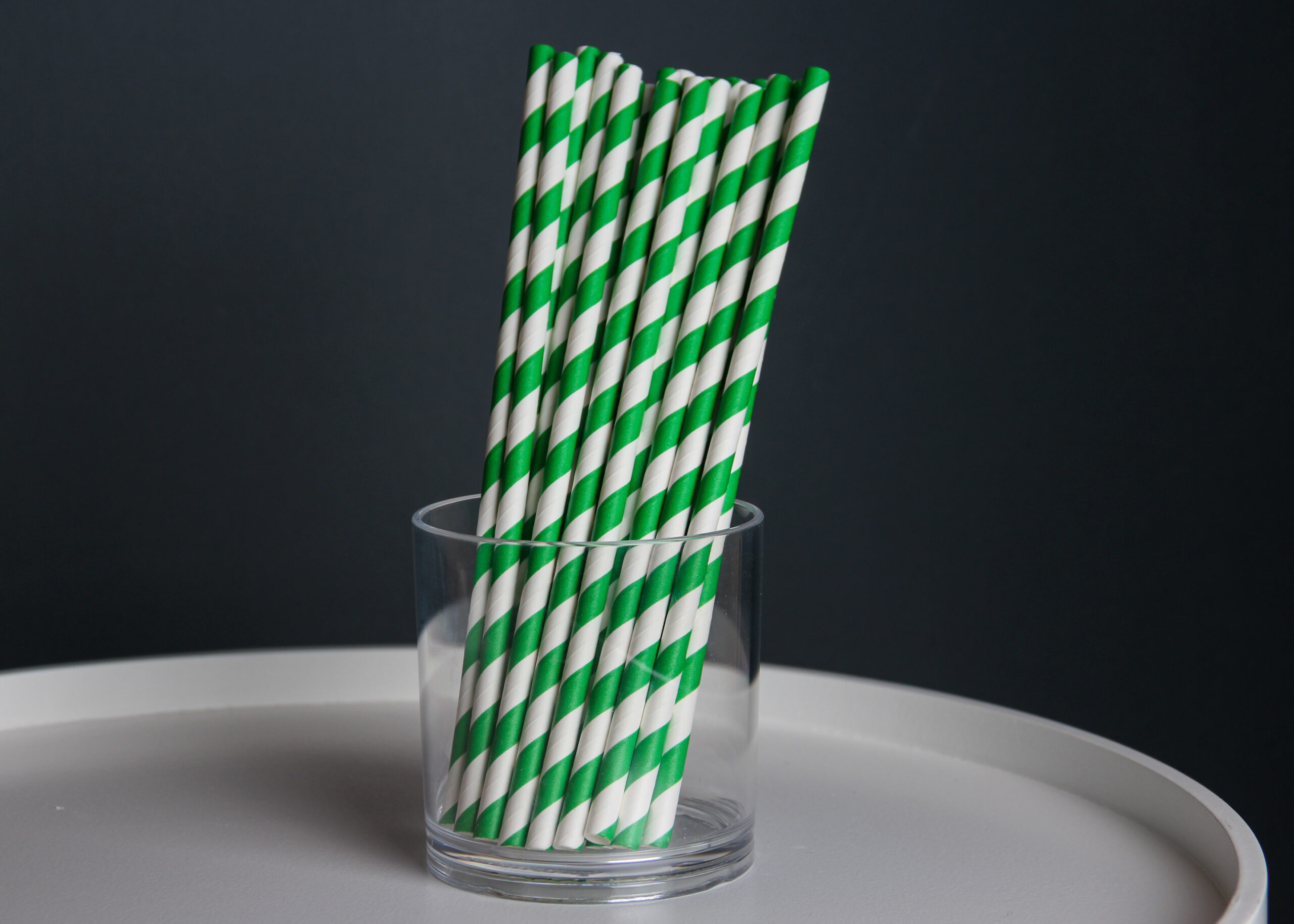 Трубочка бумажная витая бело-зеленая, 20 см, 5 мм, 25 шт.