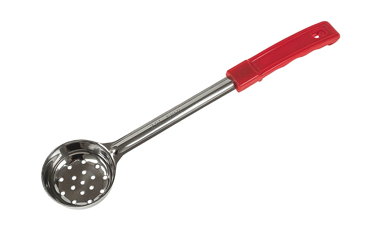 Ложка для соуса перфорированная с красной ручкой, V 60 мл, арт. KN-102802