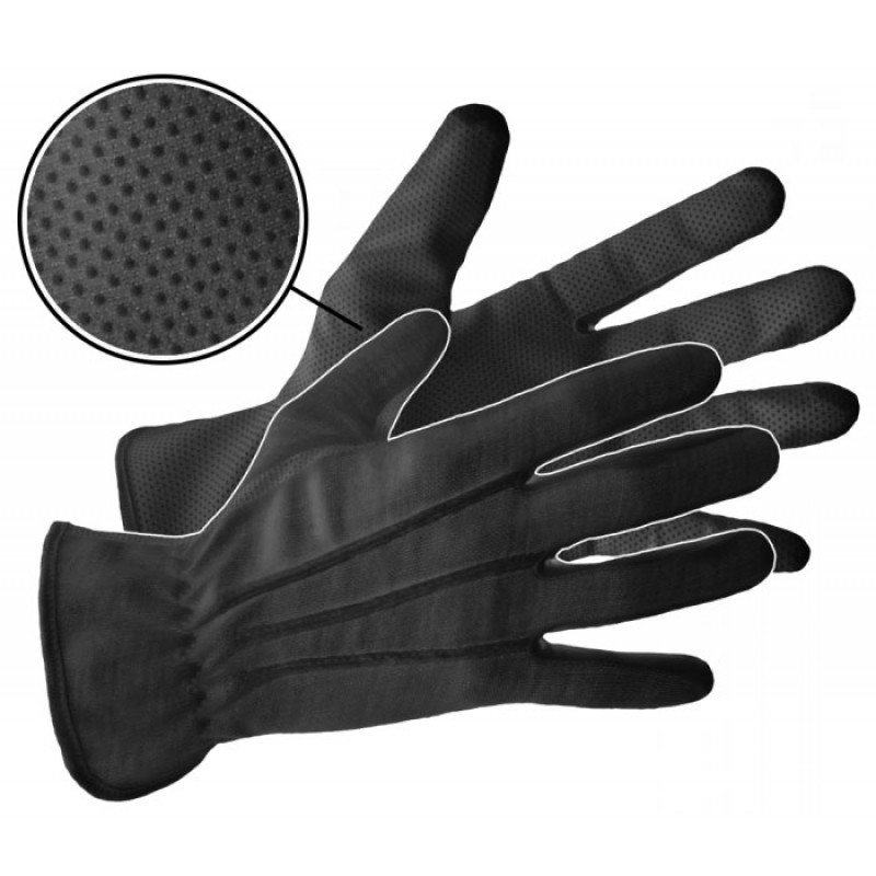 Перчатки для официантов черные с прорезиненной частью, 1 пара, S