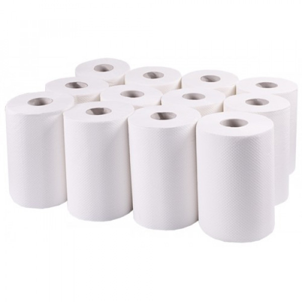 Рушники двошарові паперові білі у рулонах, 12 штук