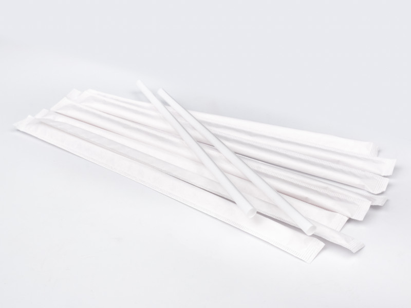 Трубочка бумажная белая в индивидуальной упаковке, Ø 6 мм, 19,5 см, 100 шт.