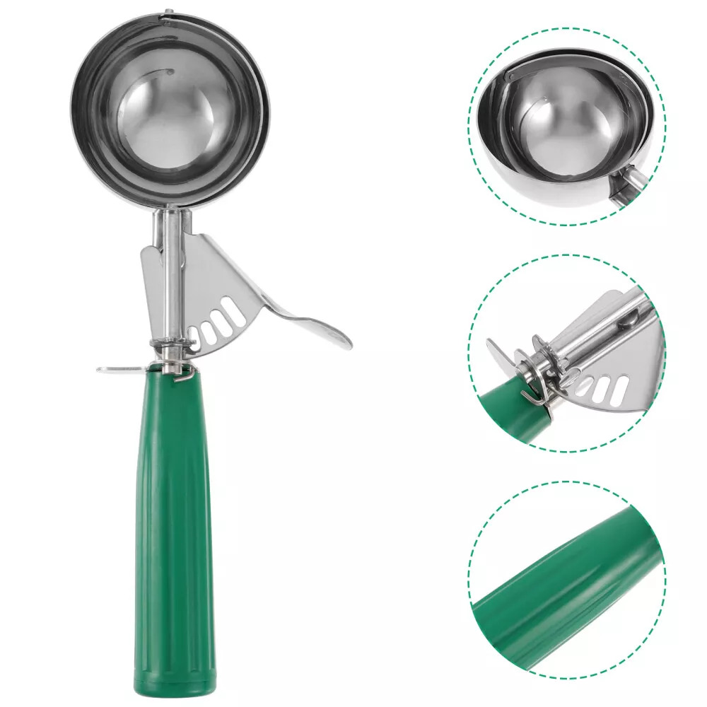 Ложка для морозива з зеленою ручкою, нерж. сталь, 223 мм, 79 мл, арт. KN-YZ-CS363