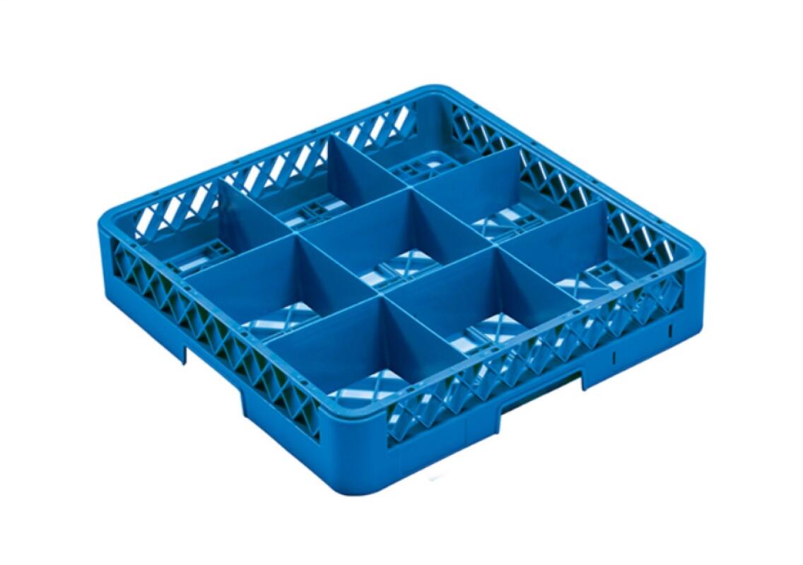 Корзина для мытья стаканов на 9 секций голубая, 500х500х45 мм, арт. KN-JW-9 PP BLUE