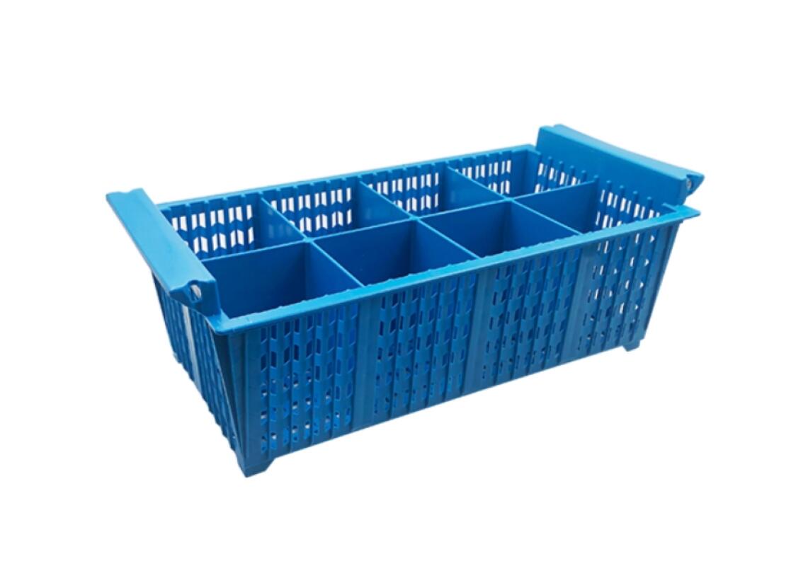 Корзина для столовых приборов на 8 секций голубая, без ручек, 427х208х151 мм, арт. KN-JW-8B PP BLUE