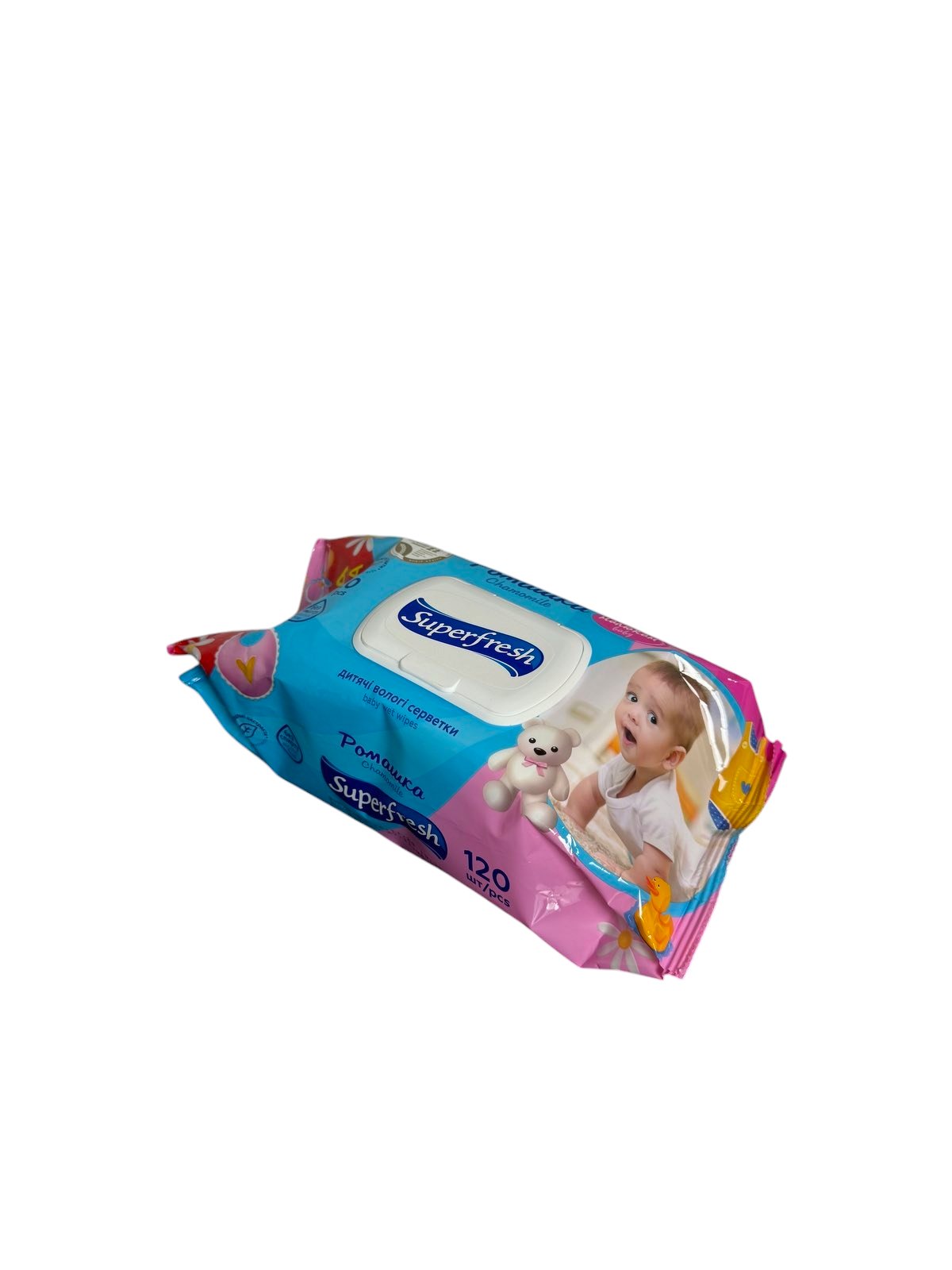 Салфетка влажная белая, с клапаном, 120 шт