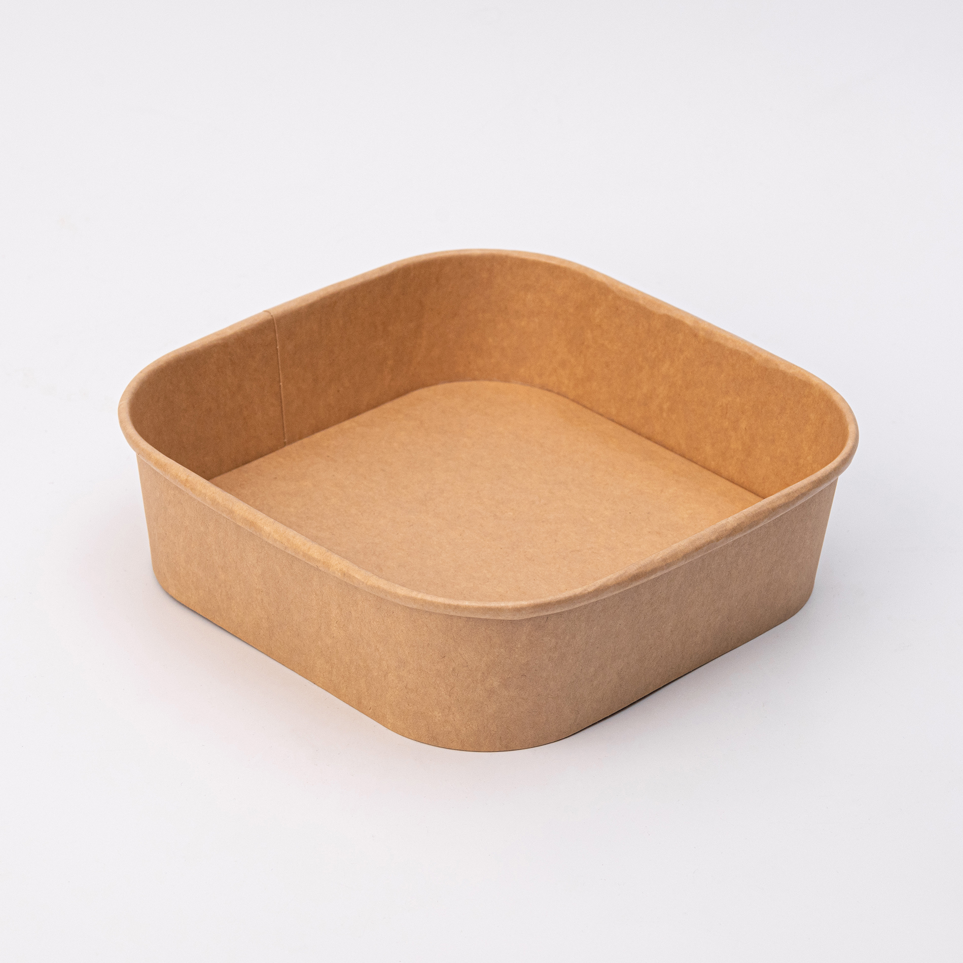 Крафтовый салат-бокс под запайку, квадратный, 1000 мл, 175х175х50 мм