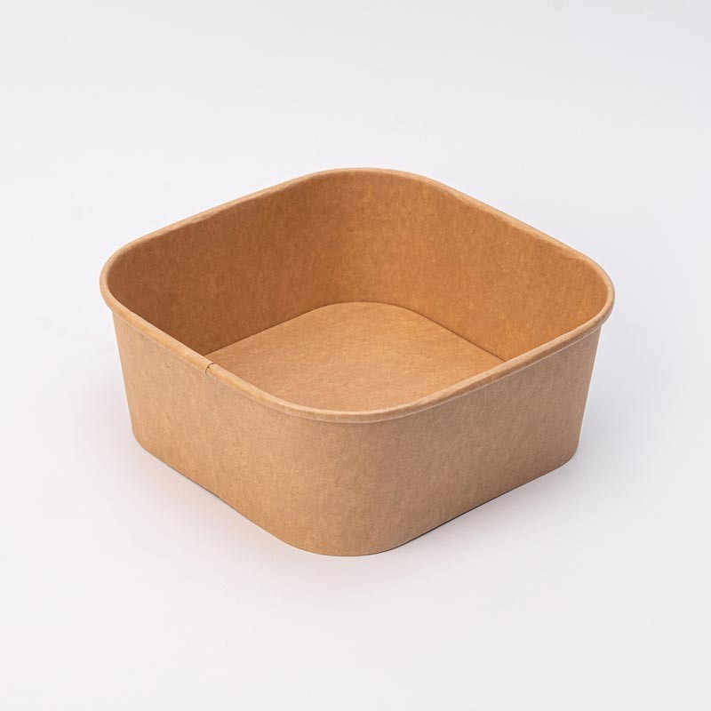 Крафтовий салат-бокс під запайку, квадратный, 1300 мл, 175х175х69 мм