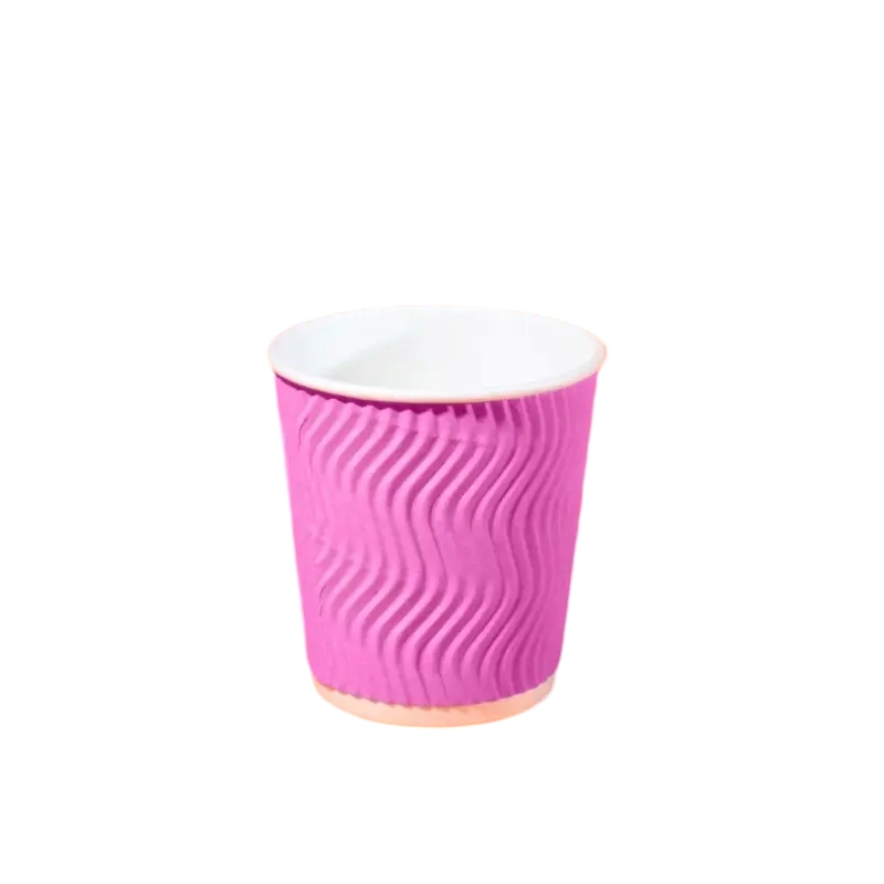 Бум./стак. 250 мл, белый + розовая гофра   (кр. КР-80)  (30)  (840)