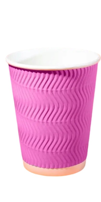 Бум./стак. 350 мл, белый + розовая гофра  /кр. КР-90    (25) (600)