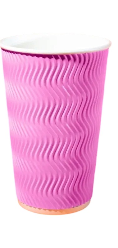 Бум./стак. 450 мл, белый + розовая гофра  (кр. КР-90) (20) (480)