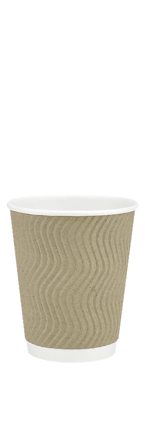 Папер. стакан, 250 мл, білий + бура гофра (кр. КР-80) (25) (500)