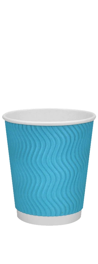 Папер. стакан, 250 мл, білий + блакитна гофра (кр. КР-80) (30) (840)