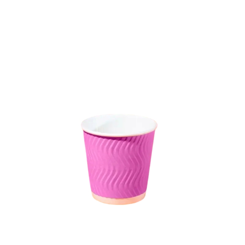 Бум./стак. 110 мл, белый + розовая гофра