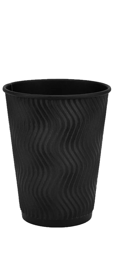 Бум./стак. 350 мл, черный + черная гофра  /кр. КР-90