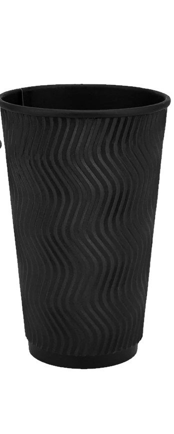 Бум./стак. 450 мл, черный + черная гофра  /кр. КР-90     (20)  (480)