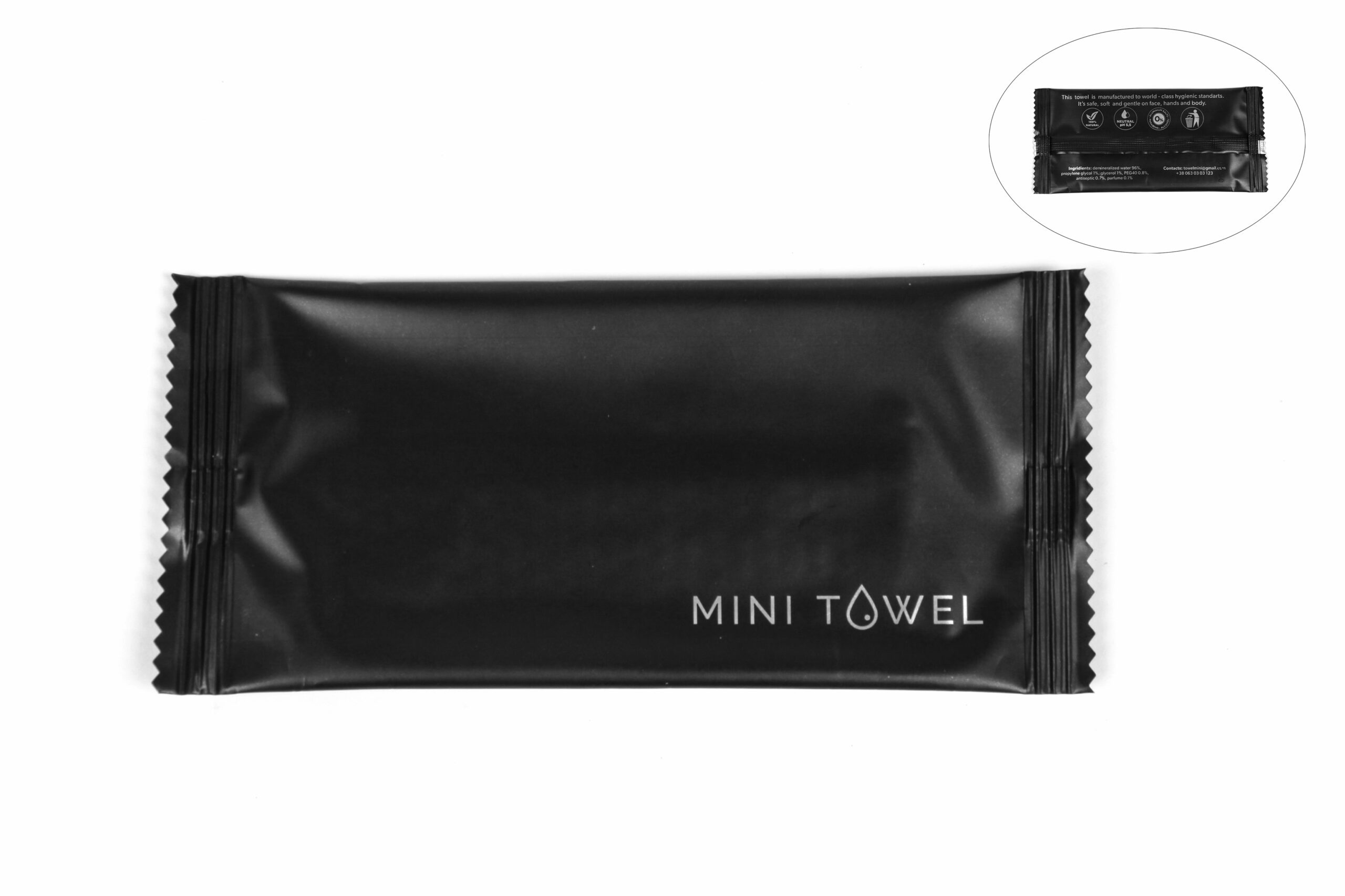 Рушник вологий у чорній упак. New Towel, 20 х 23 см, щільність - 90 гр