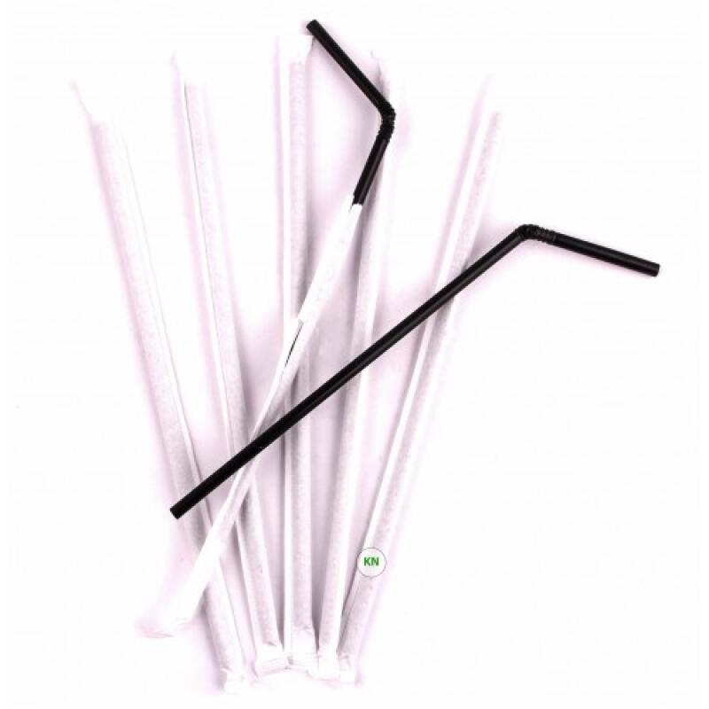 Трубочка в индивид. упак. черная без гофры, Ø 7 мм, 21 см, 200 шт.