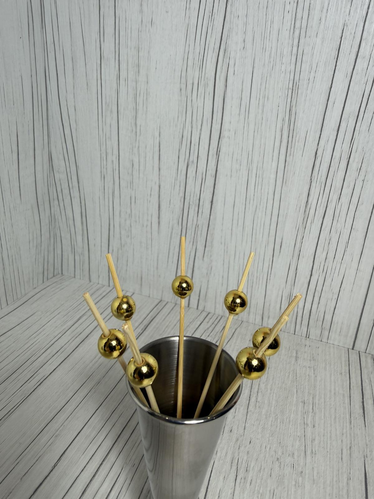 Шпажки Жемчужина Золотая, дерево, 12 см, 100 шт, арт. KN-809001