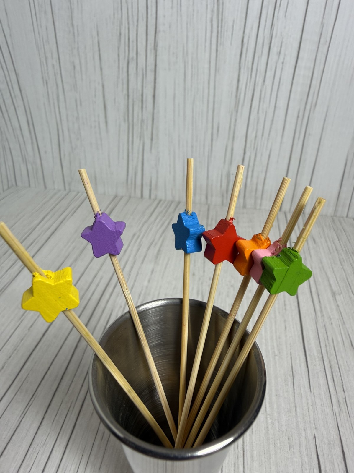 Шпажки Зірка різнокольорова, дерево, 12 см, 100 шт, арт. KN-809006