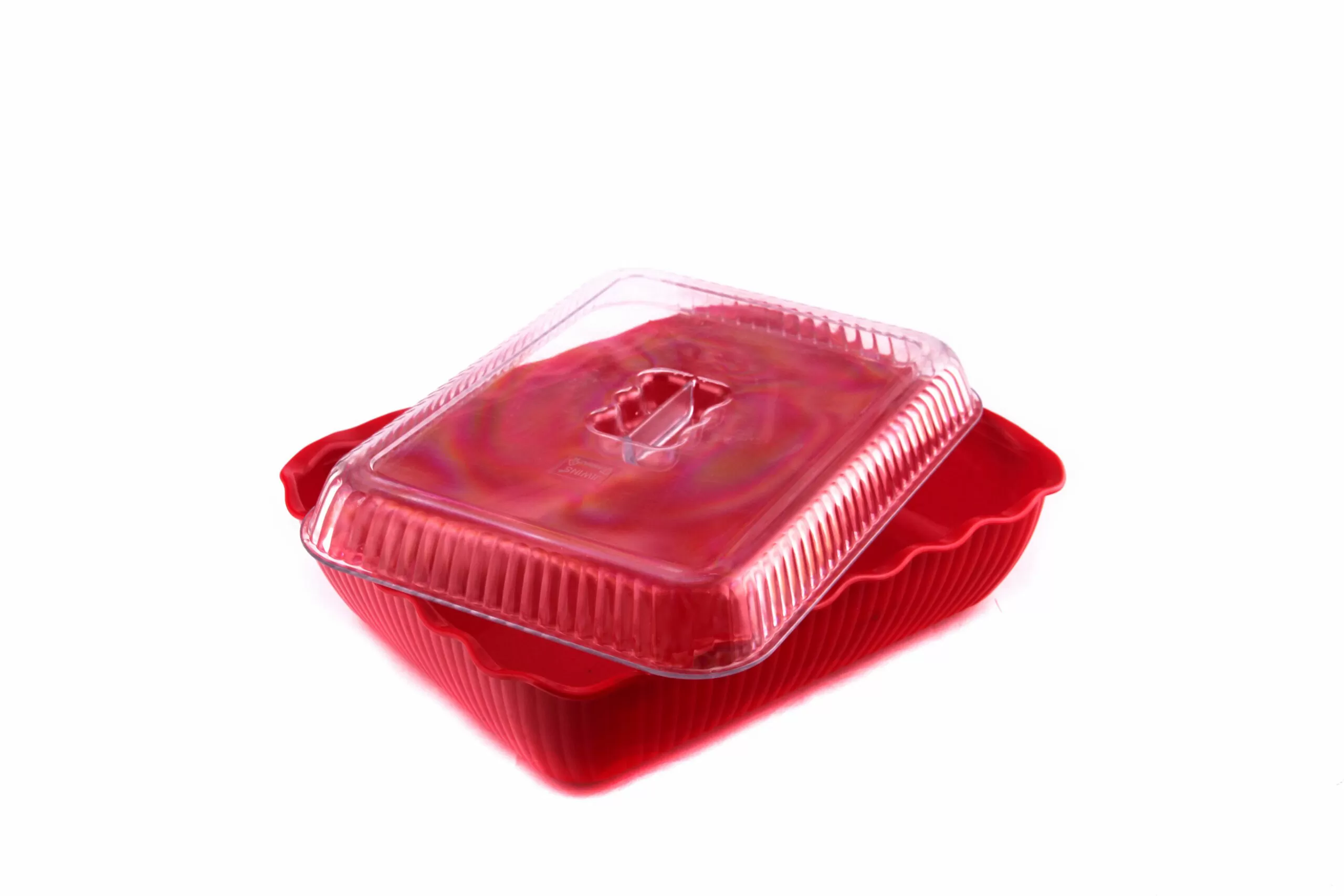 Салатник червоний з кришкою, полікарбонат, 333 х 264 х 82 мм, арт. KN-P-043r