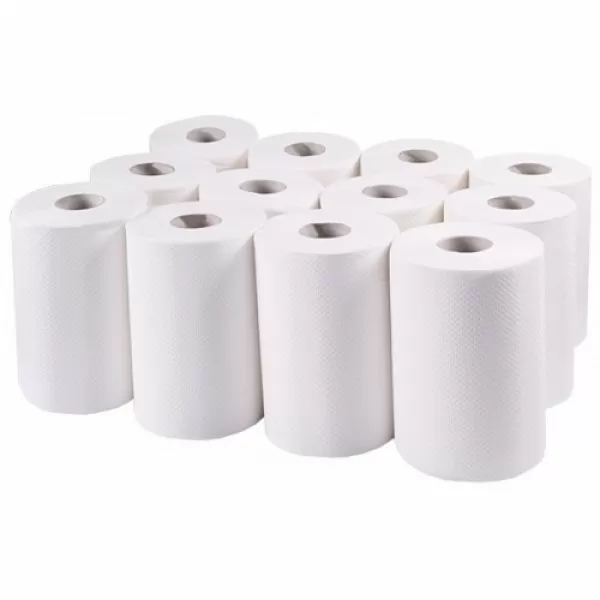 Полотенца бумажные белые в рулонах, 12 штук