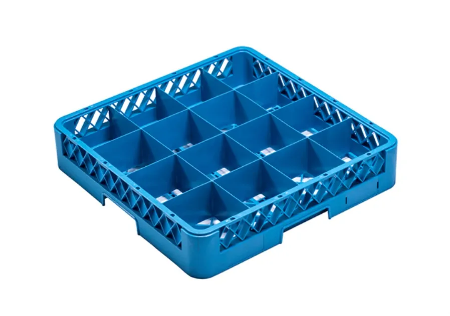 Кошик для миття склянок на 16 секцій блакитний, 500х500х100 мм, арт. KN-JW-16 PP BLUE